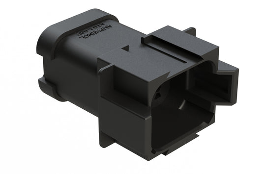 AT04-08PA-ECBLK 8-Way Receptacle, Male Connector with A Position Key and End Cap, Black. DT04-08PA-E005