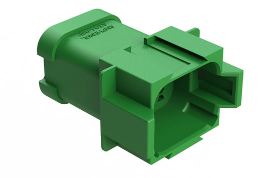 AT04-08PA-ECGRN 8-Way Receptacle, Male Connector with A Position Key and End Cap, Green