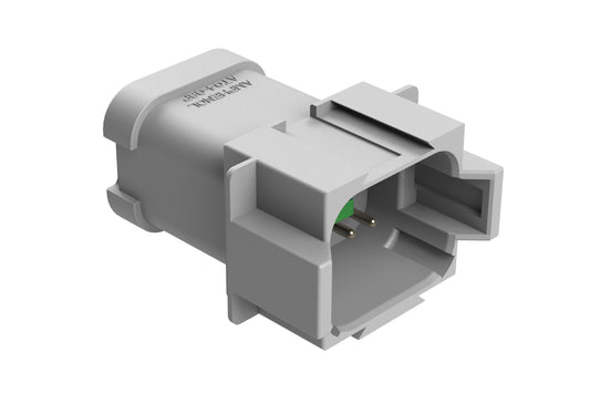 AT04-08PA-P021 8-way receptacle, (1) 8 Pin busbar=52 amps, nickel plating, keyed A, grey. Contacts included. DT04-08PA-P021