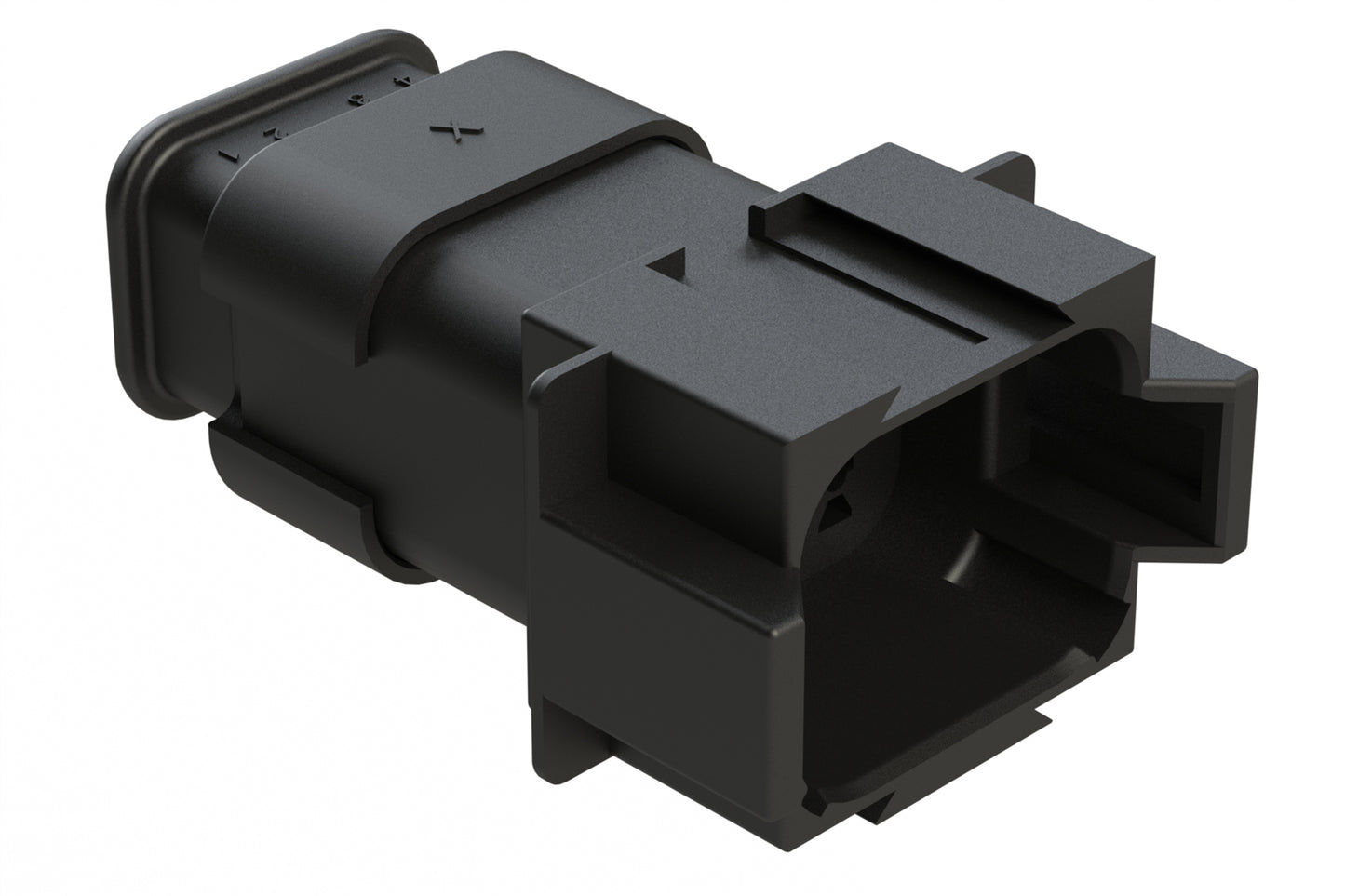 AT06-08SA-SRBK 8-Way Plug Female Connector with Strain Relief Endcap, Standard Seal, A Key, Black