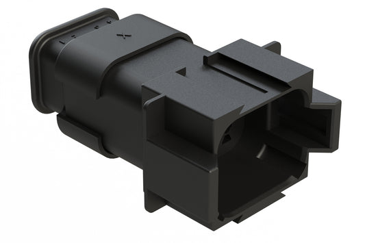 AT06-08SA-SRBK 8-Way Plug Female Connector with Strain Relief Endcap, Standard Seal, A Key, Black