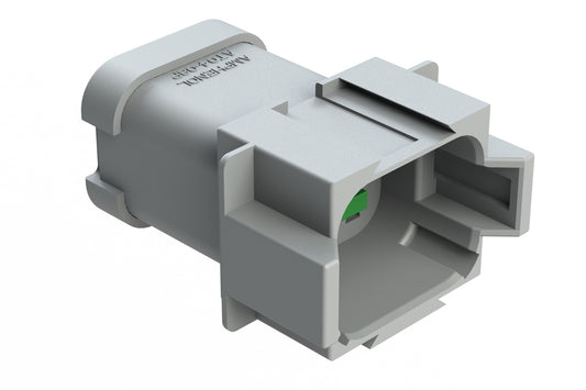 AT04-08PA-SS01 8-Way Receptacle, Male Connector with A Position Key and Extended Shroud and Solid Rear Grommet and Endcap, Grey. DT04-08PA-C017