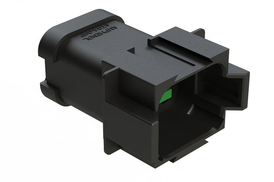 AT04-08PA-SSBLK 8-Way Receptacle, Male Connector with A Position Key and Extended Shroud and Solid Rear Grommet and Endcap, Black