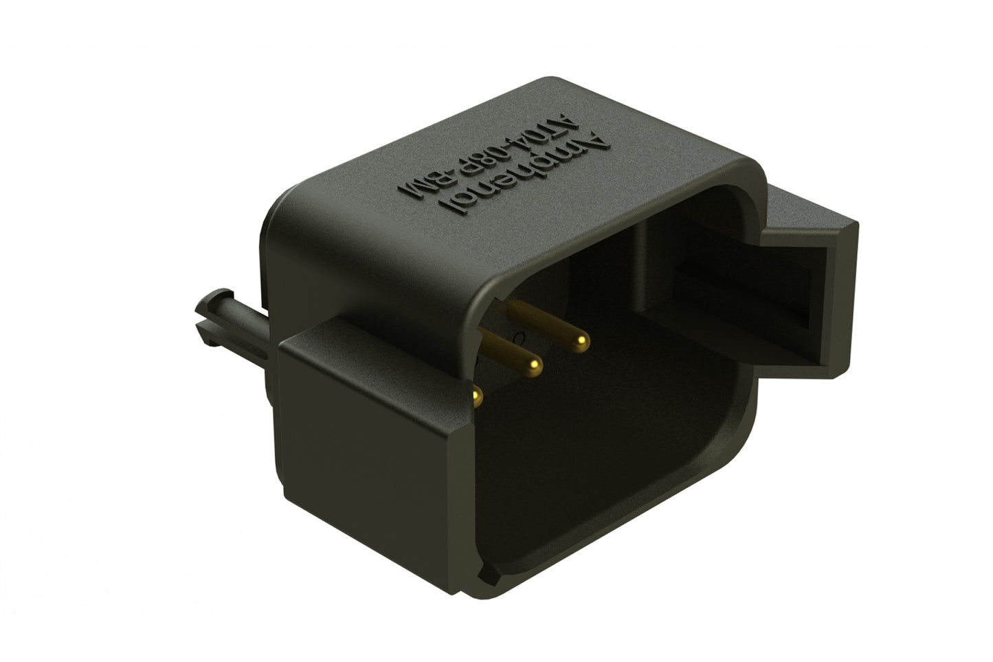 AT04-08PB-BM02 8 Position PCB Flangeless (Snap Fit) Board Mount Receptacle, Pin, Gold Plated Contacts Included, Potting, Black