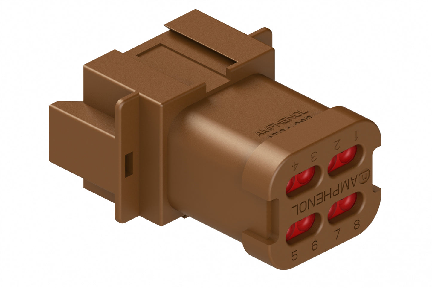 AT04-08PB-ECBRN 8-Way Receptacle, Male Connector with B Position Key and End Cap, Brown