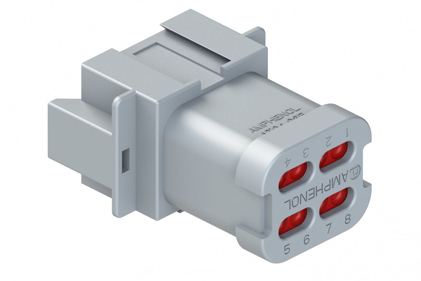 AT04-08PB-ECGRY 8-Way Receptacle, Male Connector with B Position Key and End Cap, Grey