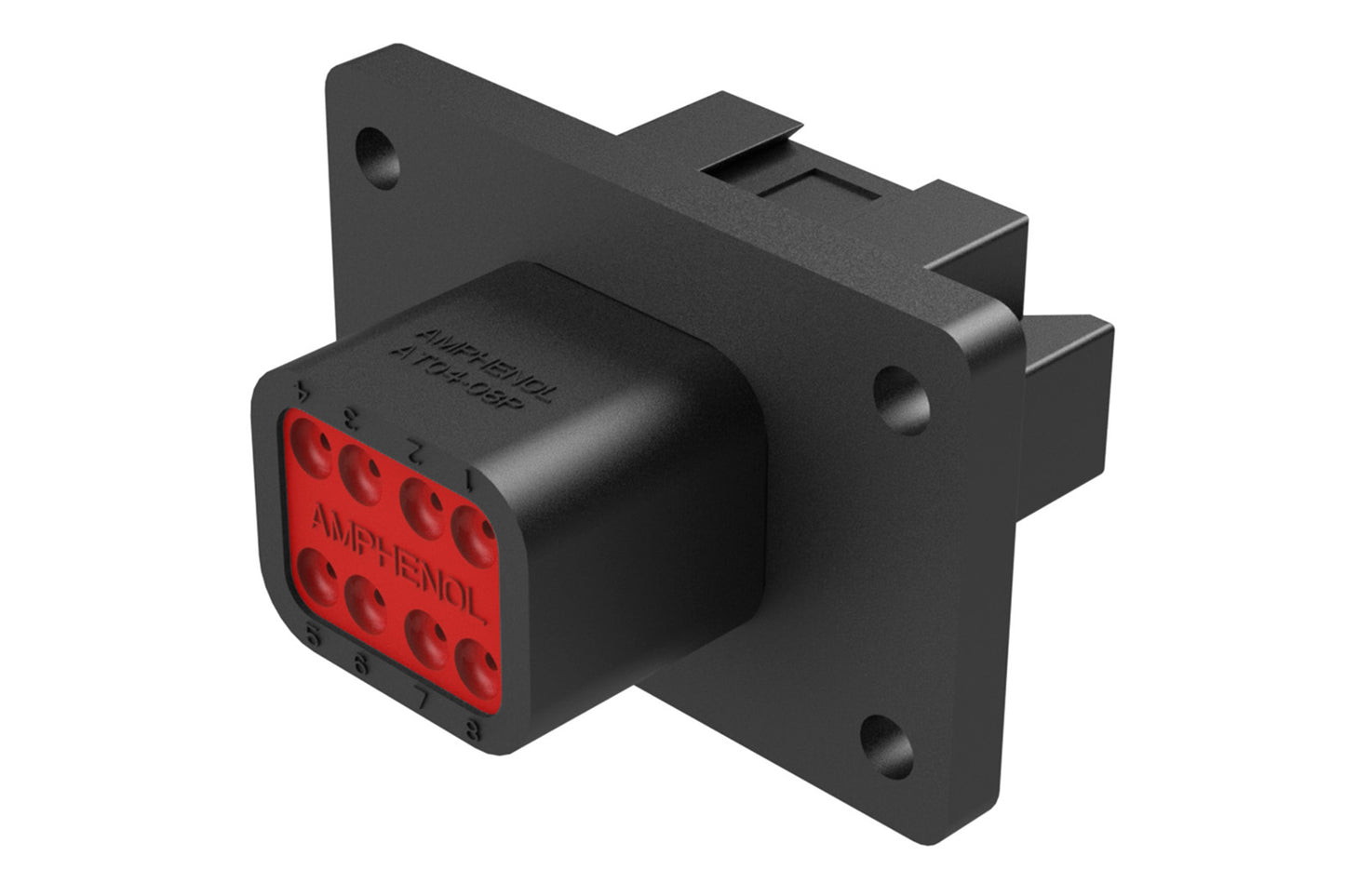 AT04-08PB-L012 8 Position Receptacle Flange Mount Connector, Pin, Black, Keyed B. DT04-08PB-L012
