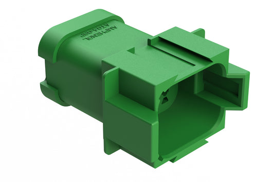AT04-08PB-MMGRN 8-Way Receptacle, Male Connector with B Position Key, Reduced Diameter Seal (E-Seal) and End Cap, Green