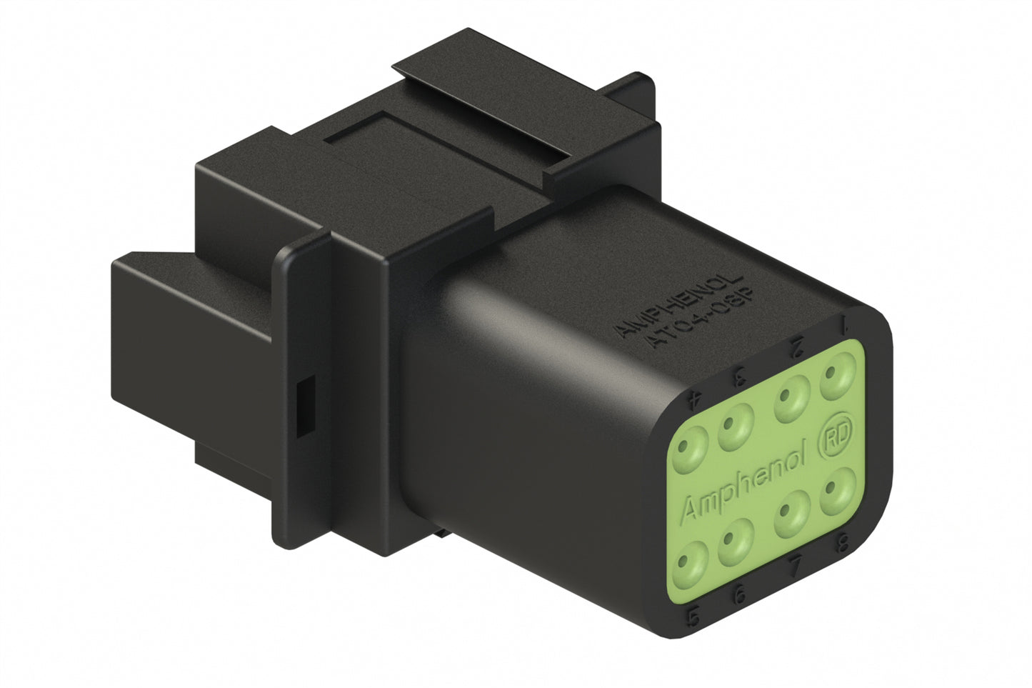 AT04-08PB-RD01 8-Way Receptacle, Male Connector with B Position Key and Reduced Diameter Seal (E-Seal). DT04-08PB-C015