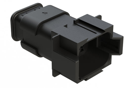 AT04-08PB-SRBK 8 position receptacle with strain relief, Pin. Key position B. DT04-08PB-E008