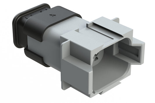 AT04-08PB-SRGRY 8 position receptacle with strain relief, Pin. Key position B, Grey