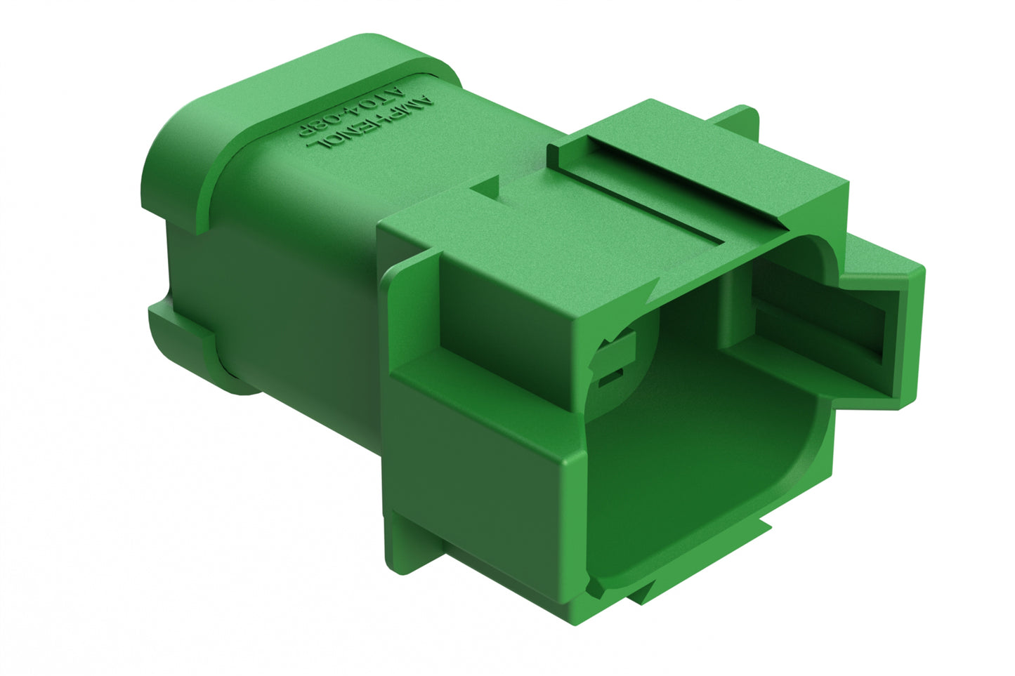 AT04-08PB-SSGRN 8-Way Receptacle, Male Connector with B Position Key and Extended Shroud and Solid Rear Grommet and Endcap, Green