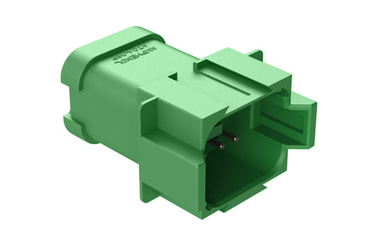 AT04-08PC-P021 8-way receptacle, (1) 8 Pin busbar=52 amps, nickel plating, keyed C, green. Contacts included. DT04-08PC-P021