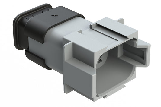 AT04-08PC-SR2GY 8 position receptacle, Pin, C key, strain relief endcap, Reduced Diameter Seal, grey