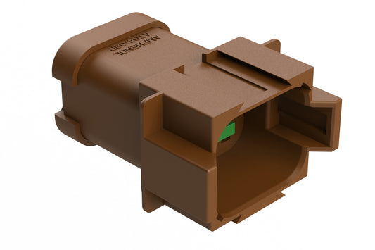 AT04-08PC-SSBRN 8-Way Receptacle, Male Connector with C Position Key and Extended Shroud and Solid Rear Grommet and Endcap, brown
