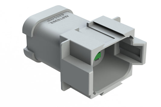 AT04-08PC-SSGRY 8-Way Receptacle, Male Connector with C Position Key and Extended Shroud and Solid Rear Grommet and Endcap, grey