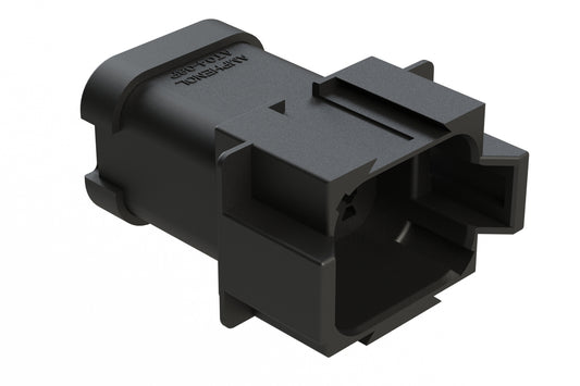 AT04-08PD-MMBLK 8-Way Receptacle, Male Connector with D Position Key, Reduced Diameter Seal (E-Seal) and End Cap, Black