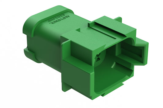 AT04-08PD-MMGRN 8-Way Receptacle, Male Connector with D Position Key, Reduced Diameter Seal (E-Seal) and End Cap, Green