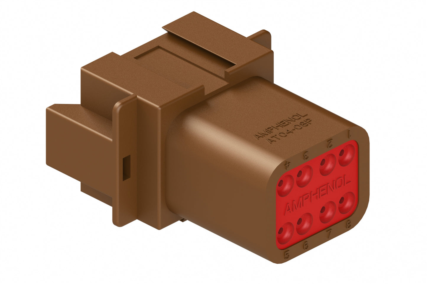 AT04-08PD 8-Way Receptacle, Male Connector with D Position Key, Brown. DT04-08PD