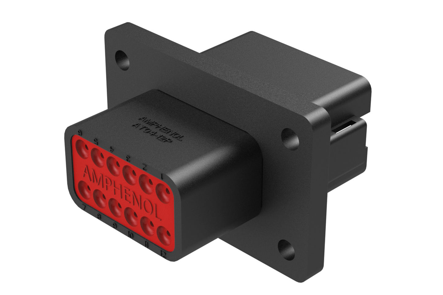 AT04-12PA-BL08 12 Position Receptacle Flange Mount Connector, Pin, Black, Keyed A, Enhanced Key. DT04-12PA-BL08