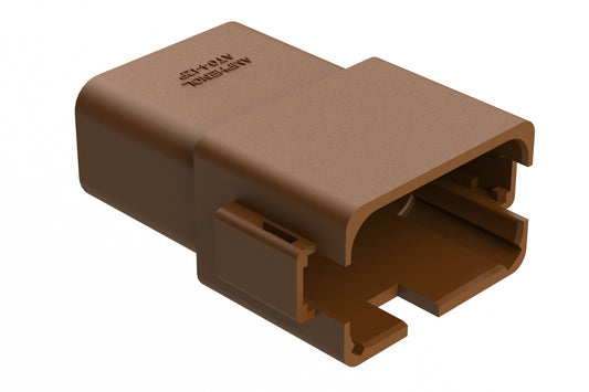 AT04-12PA-BRN 12-Way Receptacle, Black Male Connector with A Position Key and Extended Shroud, Brown