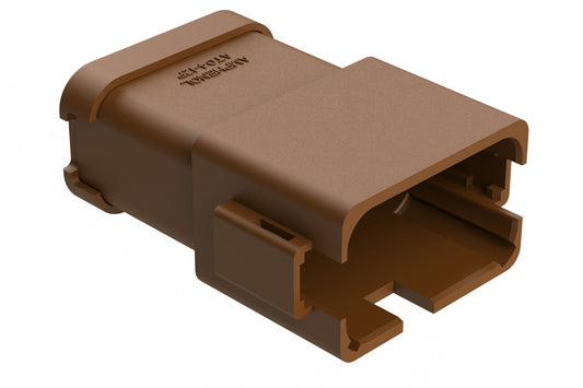 AT04-12PA-ECBRN 12-Way Receptacle, Black Male Connector with A Position Key and Extended Shroud and End Cap, Brown