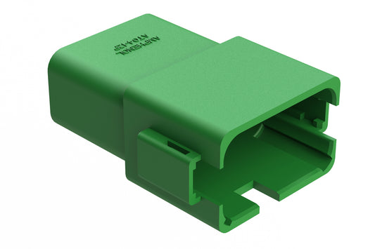 AT04-12PA-GRN 12-Way Receptacle, Black Male Connector with A Position Key and Extended Shroud, Green