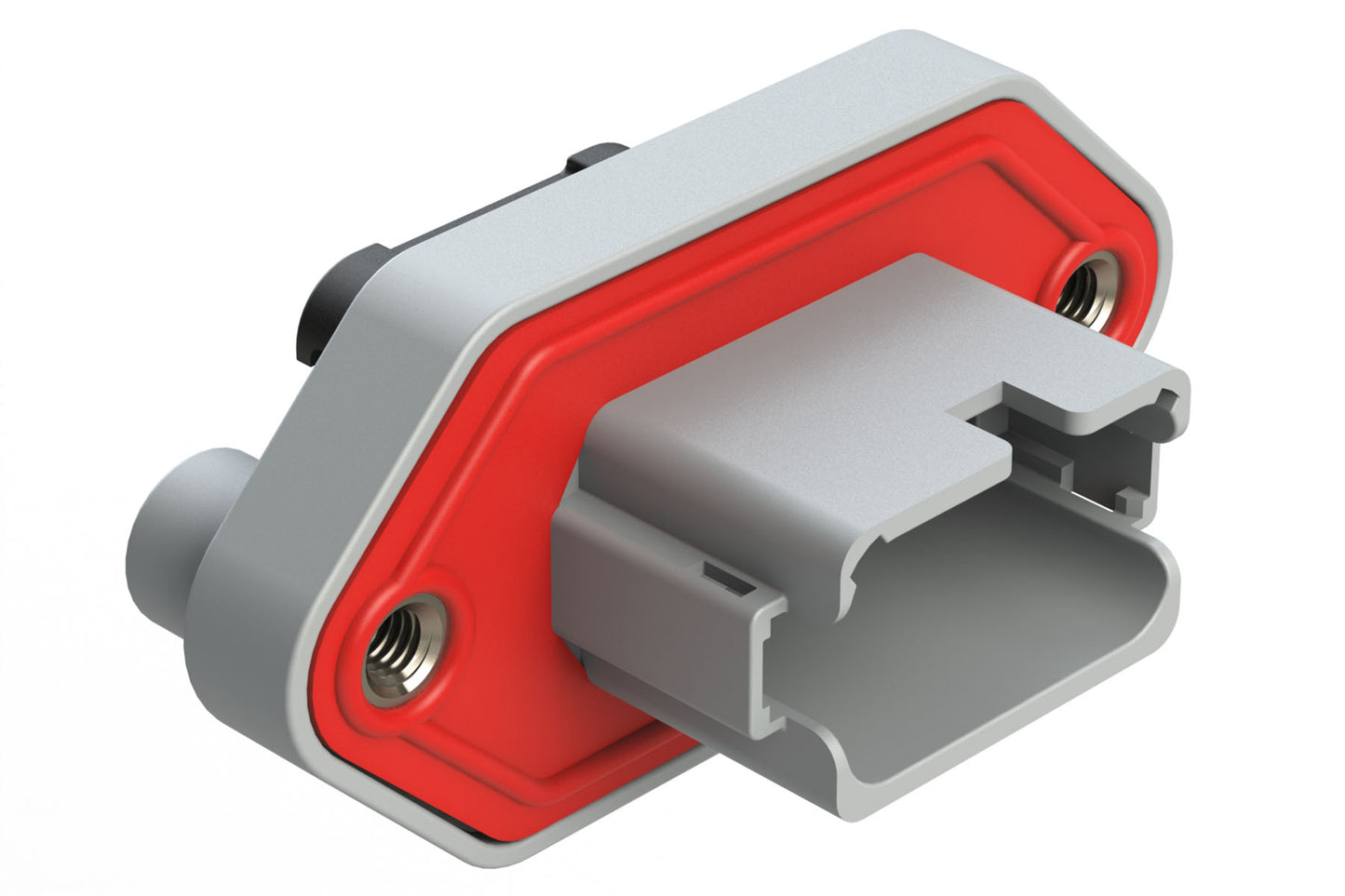 AT04-12PA-LE21 12 Position Panel Mount Receptacle, Keyed A, Enhanced Shroud, Reduced Diameter Seal, Endcap, Gray. DT04-12PA-LE21