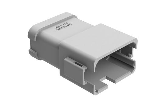 AT04-12PA-P021 12-way receptacle, (1) 12 Pin busbar=78 amps, nickel plating, keyed A grey. Contacts included. DT04-12PA-P021