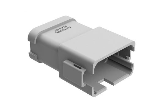 AT04-12PA-P075 12-way receptacle, (3) 4 Pin busbar=26 amps, nickel plating, keyed A, grey. Contacts included. DT04-12PA-P075