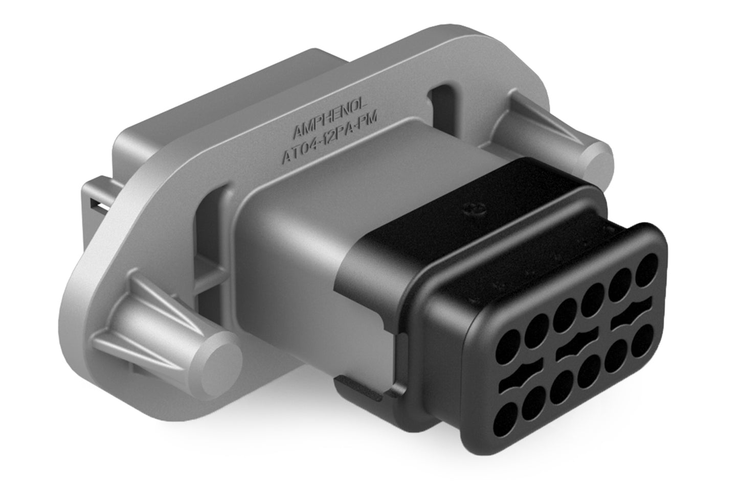 AT04-12PA-PM15 12 Position Receptacle, Pin, Panel Mount, Key A, Self-Threading, Strain Relief
