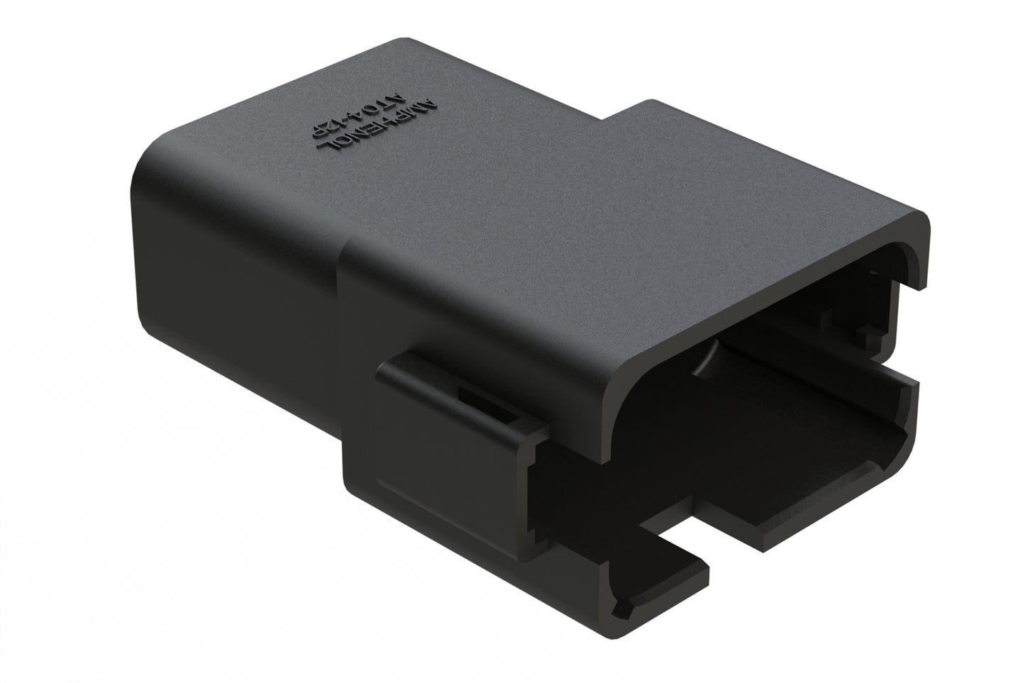 AT04-12PA-RDBLK 12-Way Receptacle, Black Male Connector with A Position Key and Extended Shroud, Reduced Diameter Seal (E-Seal), Black. DT04-12PA-CE02