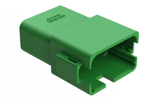 AT04-12PA-RDGRN 12-Way Receptacle, Black Male Connector with A Position Key and Extended Shroud, Reduced Diameter Seal (E-Seal), Green