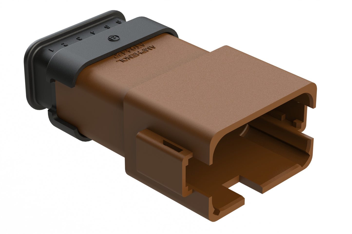 AT04-12PA-SR2BR 12-Way Receptacle Male Connector with Strain Relief, Reduced Diameter Wire Seal, A Position Key, Brown