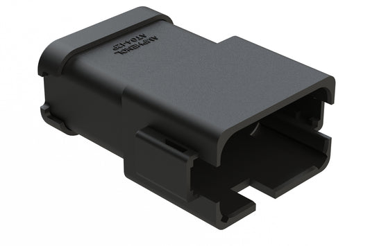 AT04-12PA-SSBLK 12-Way Receptacle, Male Connector with A Position Key and Extended Shroud and Solid Rear Grommet and Endcap, Black