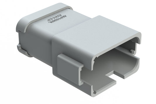 AT04-12PB-MMGRY 12-Way Receptacle, Male Connector with B Position Key, Extended Shroud, Reduced Diameter Seal (E-Seal) with End Cap, Grey