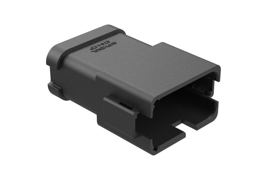 AT04-12PB-P016 12-way receptacle, (1) 12 Pin busbar=78 amps, gold plating, keyed B, black. Contacts included. DT04-12PB-P016