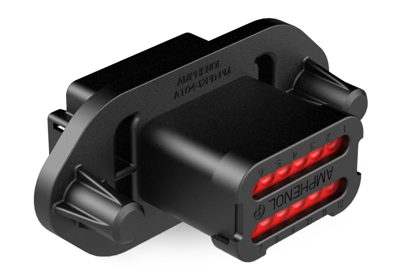 AT04-12PB-PM13 12 Position Receptacle, Pin, Nickel, Panel Mount, Self-Threading, Cap, Keyed B