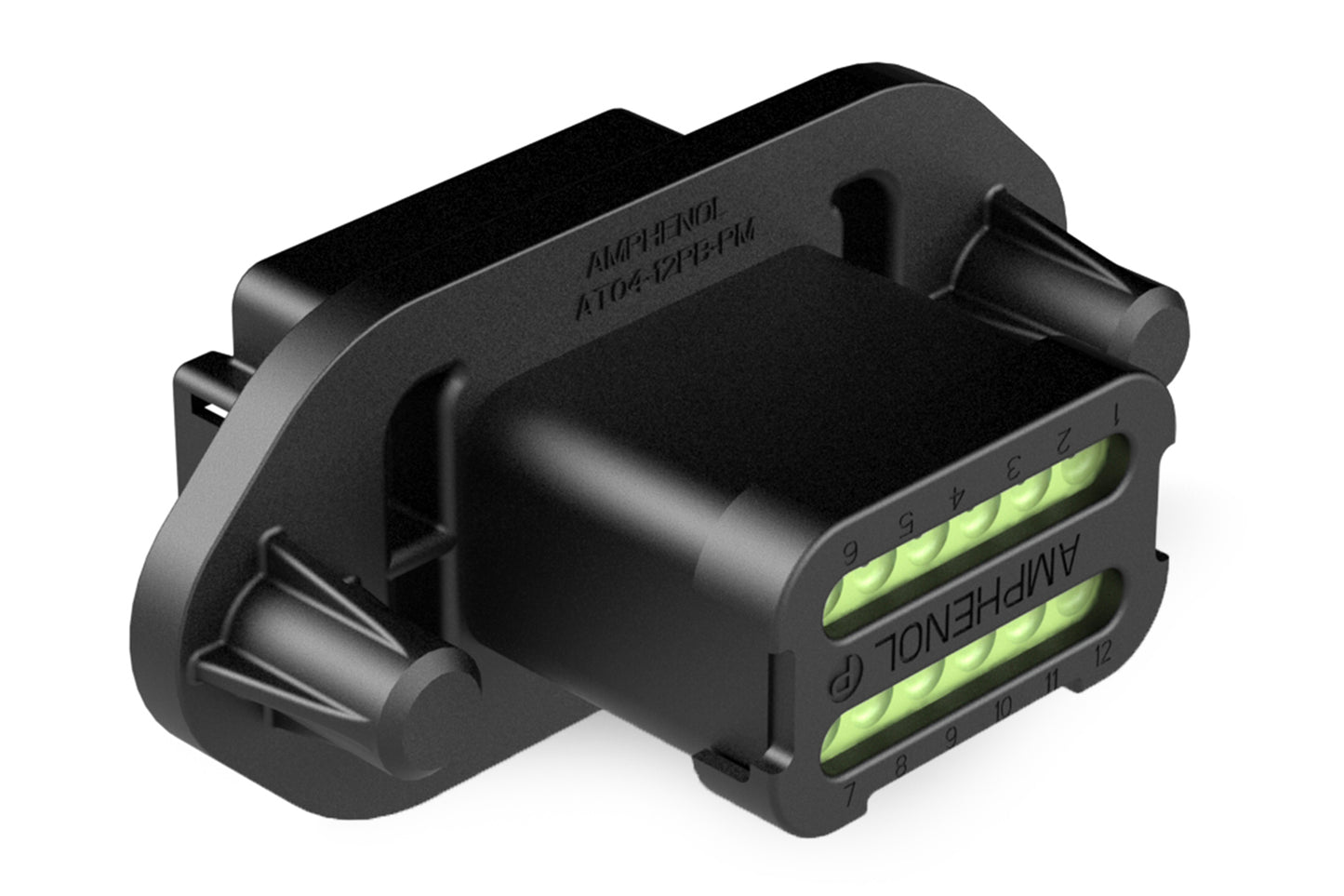 AT04-12PB-PM14 12 Position Receptacle, Pin, Nickel, Panel Mount, Self-Threading, Reduced Diameter Seal, Cap, Keyed B