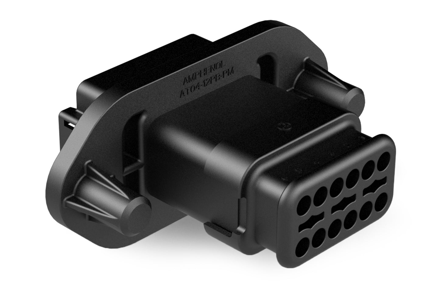 AT04-12PB-PM15 12 Position Receptacle, Pin, Panel Mount, Key B, Self-Threading, Strain Relief