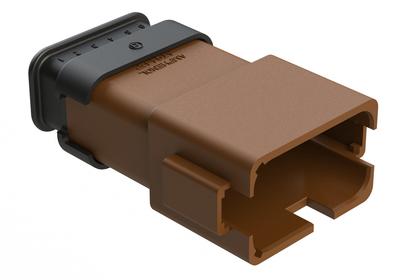 AT04-12PB-SR2BR 12 position Pin receptacle key position B, with strain relief & Reduced Diameter Seal, brown