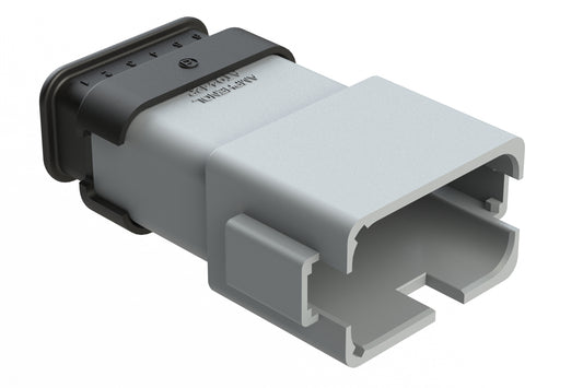 AT04-12PB-SR2GY 12 position Pin receptacle key position B, with strain relief & Reduced Diameter Seal, grey