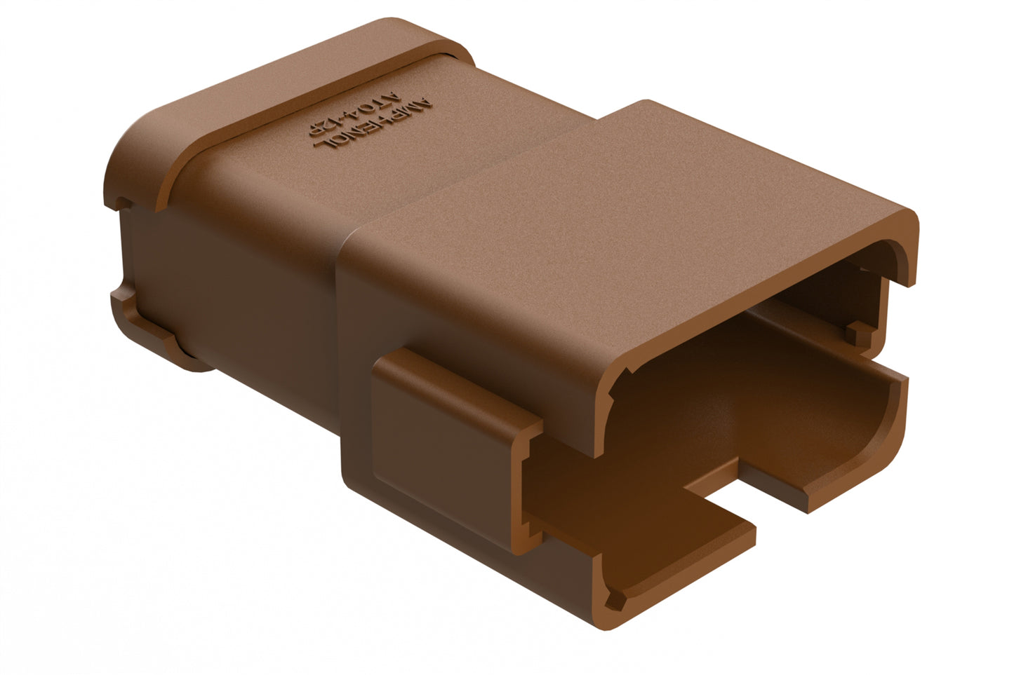 AT04-12PB-SSBRN 12-Way Receptacle, Male Connector with B Position Key and Extended Shroud and Solid Rear Grommet and Endcap, Brown