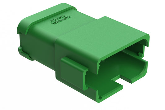 AT04-12PB-SSGRN 12-Way Receptacle, Male Connector with B Position Key and Extended Shroud and Solid Rear Grommet and Endcap, Green