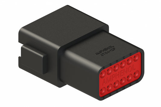 AT04-12PB 12-Way Receptacle, Male Connector with B Position Key and Extended Shroud, Black. DT04-12PB, DT04-12PB-B016