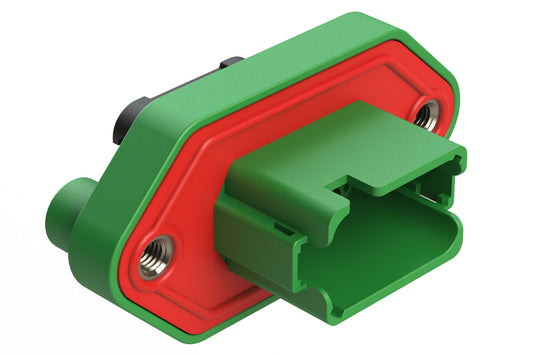 AT04-12PC-LE21 12 Position Panel Mount Receptacle, Keyed C, Enhanced Shroud, Reduced Diameter Seal, Endcap, Green. DT04-12PC-LE21