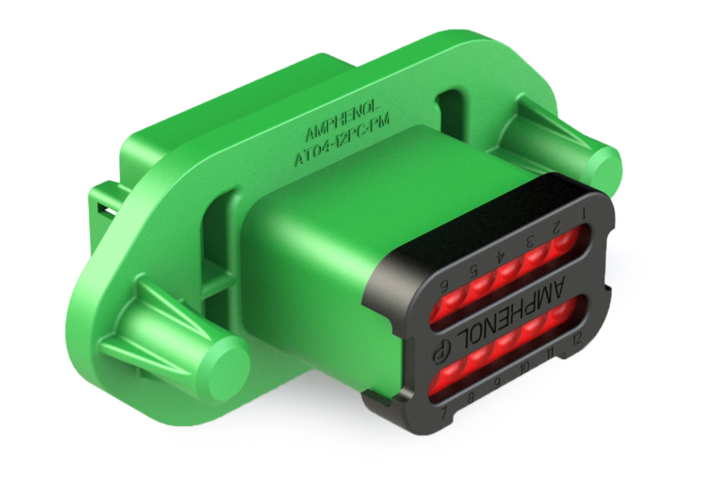 AT04-12PC-PM13 12 Position Receptacle, Pin, Nickel, Panel Mount, Self-Threading, Cap, Keyed C