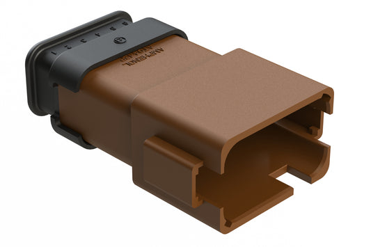 AT04-12PC-SR2BR 12 position Pin receptacle key position C, with strain relief & Reduced Diameter Seal, brown