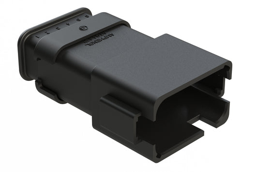 AT04-12PC-SRBK 12 position Pin receptacle key position C, with strain relief, black