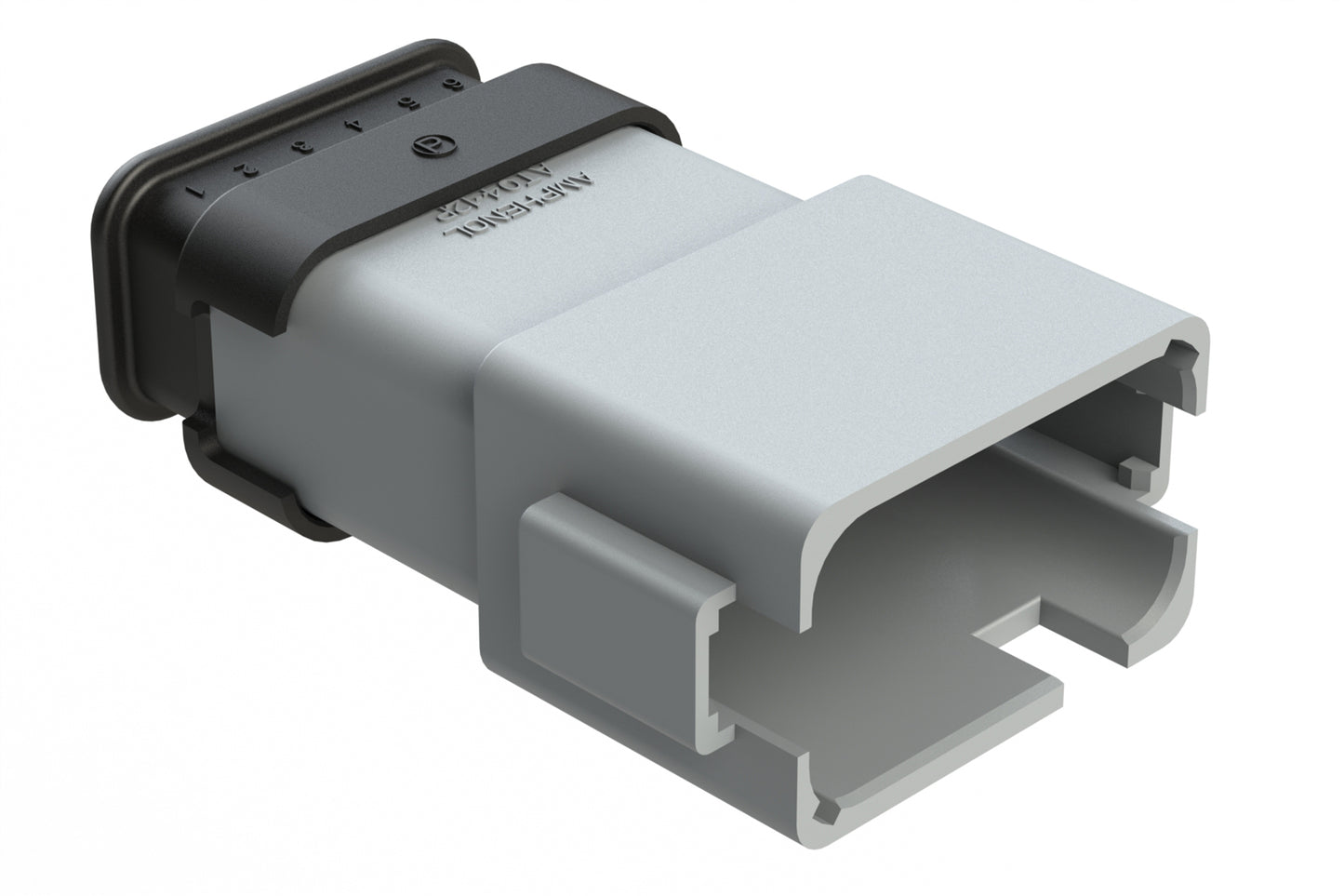 AT04-12PC-SRGRY 12 position Pin receptacle key position C, with strain relief, grey